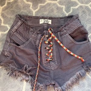 Free People Grey Denim Shorts